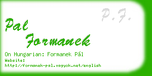 pal formanek business card